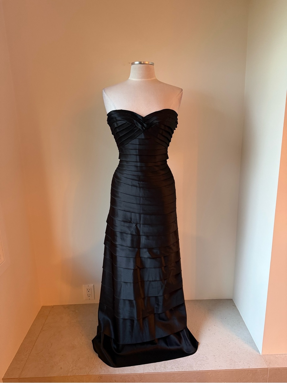 BCBGMaxAzria Strapless Black Pleated Gown